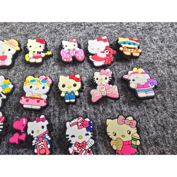 Set Of 17 Hello Kitty Shoe Charms For Clogs & Accessories Cute PVC Designs #2 - Picture 3 of 6